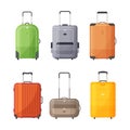 Set of bags for travel. Suitcases with handle for travel.