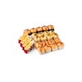 set baked sushi rolls white background isolated Royalty Free Stock Photo