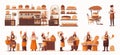 Set of bakery, flat cartoon isolated on white background. Vector illustration Royalty Free Stock Photo
