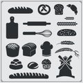 Set of Bakery icons, emblems and design elements.