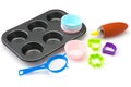 Set of Bakery and kitchen tools cupcake on white background Royalty Free Stock Photo