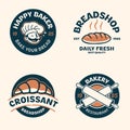 Set of Bakery Logo Badges and Labels in Vintage Retro Style Royalty Free Stock Photo