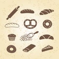 Set of bakery, pastry and bread icon