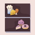 Set of bakery pastry kawaii character Royalty Free Stock Photo
