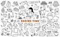 set of Baking and cake tool doodle element hand drawn design Royalty Free Stock Photo
