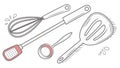 Set of Baking & Cooking Utensils, Kitchen Essentials, vector design Generative AI Royalty Free Stock Photo