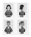 Set of balck and white female mugshots Royalty Free Stock Photo