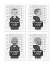 Set of balck and white male mugshots Royalty Free Stock Photo