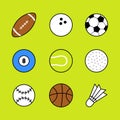 set of simple balls for playing games in vector illustrations. sport object icon design Royalty Free Stock Photo