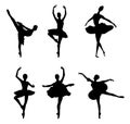 Set of ballet dancers silhouettes Royalty Free Stock Photo