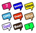 Set of balloon speech bubbles with messages, vector Royalty Free Stock Photo