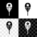 Set Balloons with ribbon icon isolated on black and white, transparent background. Happy Easter. Vector Royalty Free Stock Photo