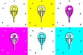 Set Balloons with ribbon icon isolated on color background. Happy Easter. Vector Royalty Free Stock Photo