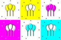 Set Balloons with ribbon icon isolated on color background. Vector Royalty Free Stock Photo