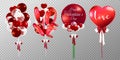 Set of red balloons bunch on transparent background Royalty Free Stock Photo