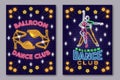 Set of Ballroom dance sport club Bright Neon Sign. Dance sport neon flyer, brochure, banner, poster with shoe, man and Royalty Free Stock Photo