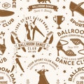 Set of Ballroom dance sport club seamless pattern. Concept for dancer sport pattern background or wallpaper. Dance sport