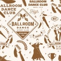 Set of Ballroom dance sport club seamless pattern. Concept for dancer sport pattern background or wallpaper. Dance sport