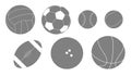 Set of balls for different sports