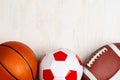 Set of balls for soccer, basketball and rugby Royalty Free Stock Photo