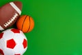 Set of balls for soccer, basketball and rugby Royalty Free Stock Photo