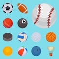 Set of balls tournament win round basket soccer hobbies game equipment sphere vector illustration