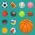 Set of balls tournament win round basket soccer hobbies game equipment sphere vector illustration