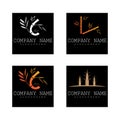 Set Bamboo Logo Template vector icon illustration design Royalty Free Stock Photo