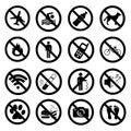 Set ban icons Prohibited symbols
