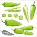 Set of banana pepper illustration in various styles vector format