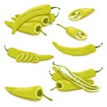 Set of Banana Pepper. Vector illustration. Royalty Free Stock Photo