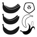 Set of banana silhouette icons