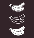 Set of bananas flat icon silhouette