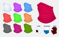 Set of bandanna realistic or bandanna for biker and cowboy clothes or buff on realistic mannequin concept. eps 10 vector