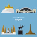 A set of Bangkok city landmark in flat design.