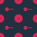 Set Banjo and Old wooden wheel on seamless pattern. Vector Royalty Free Stock Photo