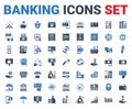 Set banking icons glyph. For mobile concepts and web apps. Royalty Free Stock Photo