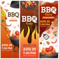 Set banner of BBQ party invitation ,card or poster template with grill Royalty Free Stock Photo