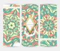 Set of 3 banner . Mandala geometric pattern template