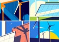 Set of banners with alternative energy sources. Royalty Free Stock Photo