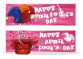 Set banners for April Fools Day Royalty Free Stock Photo
