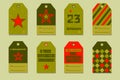 A set of banners with army red star. Translation of Russian inscriptions Royalty Free Stock Photo