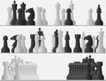 Set banners of black and white chess pieces. Royalty Free Stock Photo