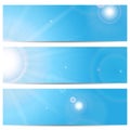 Set of banners with blue sky and sun Royalty Free Stock Photo