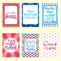 Set of banners, cards and flyers. Card templates in white, navy blue and red colors with place for text. Vector illustration Royalty Free Stock Photo