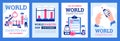 Set of banners or cards for World Diabetes Day, cartoon vector illustration. Royalty Free Stock Photo