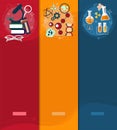 Set of banners chemistry and Physics design elements, symbols, icons. Royalty Free Stock Photo