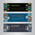 Set banners collection with abstract geometric backgrounds. Royalty Free Stock Photo