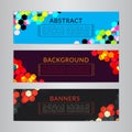 Set banners collection with abstract polygonal mosaic backgrounds. Geometric Hexagons patterns, vector illustration.