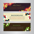 Set banners collection with abstract polygonal mosaic backgrounds. Geometric Hexagons patterns, vector illustration. Royalty Free Stock Photo